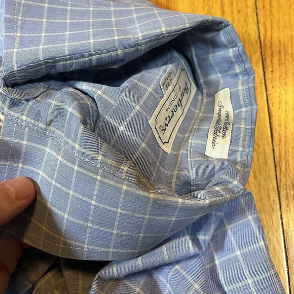 Burberrys Of London Shirt Mens 16-32 Blue Check Striped Vintage Made In USA - Picture 8 of 9